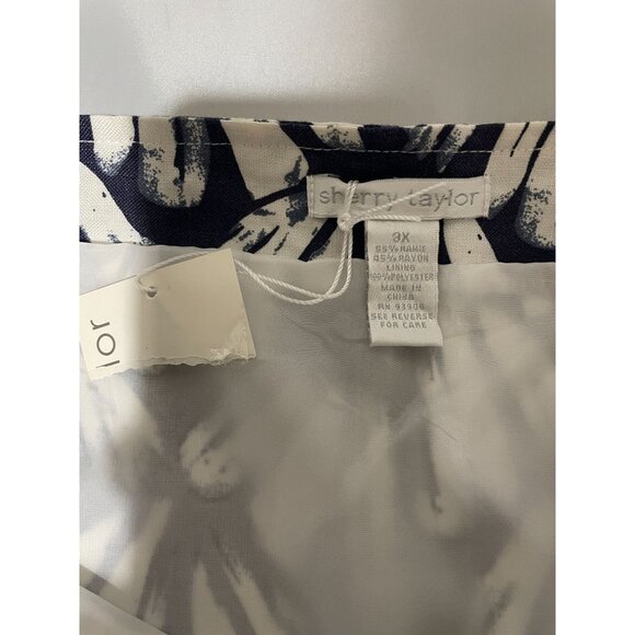 Sherry Taylor Women's Plus Size Skirt 3X Navy & White Abstract Print Rayon - Picture 8 of 11